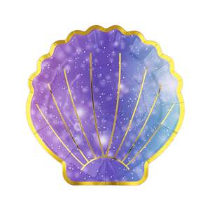 Vaisselle jetable de coquille colorée de fête d'anniversaire de sirène sous le thème de <span class=keywords><strong>la</strong></span> mer décor de fête de <span class=keywords><strong>petite</strong></span> sirène assiettes de sirène de faveur - Product Image 4