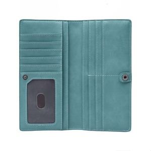 Women's Fashionable Genuine Leather Clutch <b>Wallet</b> RFID Feature Long Wooden <b>Zipper</b> Opening Multi-Compartment Polyester Lining - Product Image 1