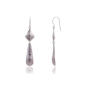<b>Silver</b> Mountain 925 <b>Sterling</b> <b>Silver</b> <b>Dangle</b> <b>Earrings</b> Women's Hammered Teardrop Drop Light Weight Luxury 925 Hallmarked Wholesale - Product Image 2