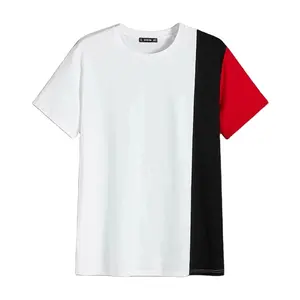 60% poliester, 35% Rayon, 5% spandeks blok warna kaus putih hitam merah besar bergaris blok warna kaus blok warna