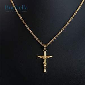 Jesus 18k <b>Gold</b> Plated 925 Sterling Silver <b>Cross</b> Crucifix <b>Necklace</b> for Women & Men - Product Image 3