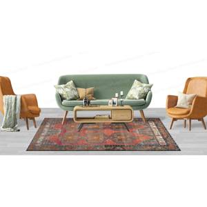 Alfombra Estampada de Estilo Vintage: Roja, Diseño Turco, Sala de Estar, Exterior, Alfombra de Terciopelo de Lujo - Product Image 4