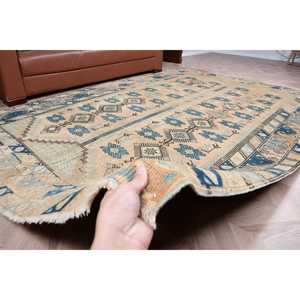 Alfombra Turca de 6.3x9.6 pies, Alfombra Grande Vintage, Alfombra de Lana con Estampado Animal Azul Marrón - Product Image 3