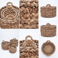 Ensemble de paniers de rangement en écorce de bananier naturelle avec cadre en fer, poignée en tresse épaisse, bol cylindrique, pot de fleurs, décoration artistique pure, artisanat