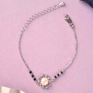 Compre Pulseras Mangalsutra de Plata Pura con Diseño de Flor de Perla, Regalo para Esposa - Product Image 2