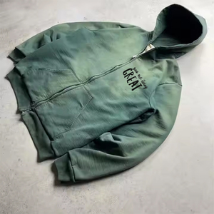 Sun Fad Acid Wash Hoodies Oversize Zipper Up Heavy Weight Adult Men Acid Wash Hoodie With Custom Design and Size - Product Image 2