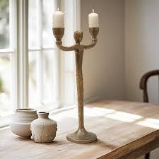 Portavelas de doble brazo abstracto moderno, escultura de bronce, pieza decorativa para decoración de mesa de hogar u oficina - Product Image 3