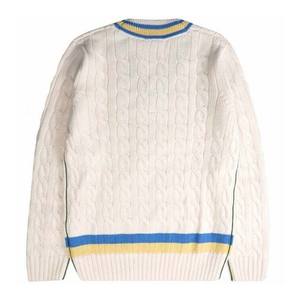 2023 OEM à la mode rayé tricoté couleur unie hommes vêtements tricot câble pull pull respirant 100% coton laine hommes pull - Product Image 5