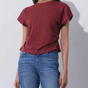 Camiseta de Verano Personalizada para Mujer Mahroon, Algodón Suave de Primera Calidad de 180 g, Transpirable, Corte Holgado Informal, Cuello Redondo - Product Image 3