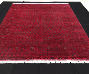 Alfombra de Área Mawri Gul Color Granate Oscuro, 298 cm x 383 cm, Alfombra Afgana de Seda Anudada a Mano para Decoración de Hogar de Lujo - Product Image 1