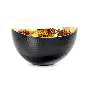 Artistic <b>Black</b> and Gold Crescent Moon Hammered Stainless Steel Bowl Luxury Decorative Piece for Safe Elegant Interiors - Product Image 6