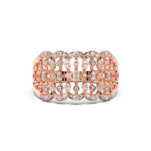 Anillo de 0,30 quilates con patrones geométricos modernos de diamante de corte redondo de moissanita de quilates hecho en oro sólido de 10K,14K,18K - Product Image 1