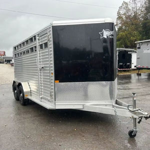 Meilleure offre Remorque pour bétail 16 pieds 7 avec caisson de 14 pieds Conception robuste et ventilée pour un transport sûr du bétail, des moutons et des animaux de ferme - Product Image 1