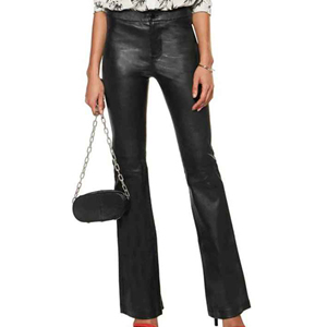 2025 nuevo pantalón de cuero de piel de cordero genuino personalizable 100% para mujer pantalones de Hip Hop transpirables de alta calidad - Product Image 2