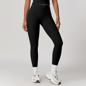 Vente en gros de collants de compression pour pantalons de yoga personnalisés pour femmes leggings de yoga à taille mi-élastique leggings à motif uni sans couture - Product Image 2