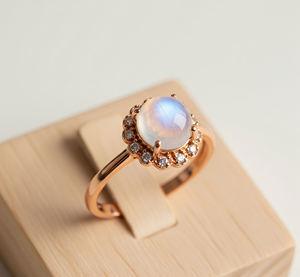 Bague tendance personnalisée de haute qualité en argent 925 dernière conception de pierre de lune cristal plaqué or rose bande tendance pour les fêtes de mariage - Product Image 5