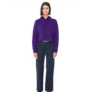 Blusa con capucha de gimnasio para mujer 100% algodón Color sólido Casual ajuste suelto para invierno - Product Image 1