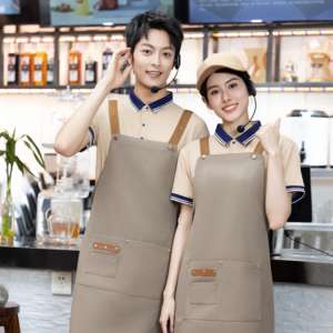 Tablier de poche en toile de couleur personnalisée, best-seller, pour café, cafétéria, uniforme, tablier épais avec logo, tablier de boulanger - Product Image 3