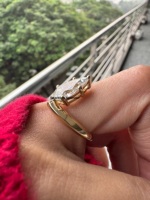 Bague de fiançailles et de mariage en or 14 carats plaqué rhodium avec diamant de laboratoire taille poire de 3 carats pour femme, idéale pour les fêtes