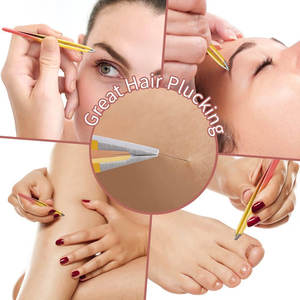 Ensemble de 7 pinces à épiler en acier inoxydable pour femmes, poils du visage / Ciseaux courbés de précision bicolores pour sourcils, rasoir à sourcils pour poils incarnés - Product Image 6