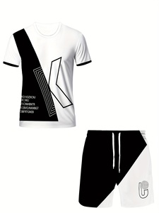 Ensemble deux pièces décontracté pour homme, taille plus, short et sweat à capuche en tissu gaufré, vente en gros - Product Image 3