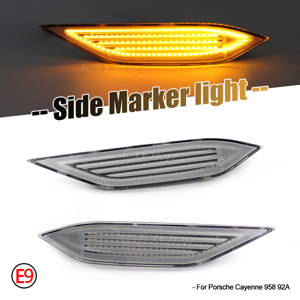 2PCS Dynamic LED Side Marker Lights for Porsche Cayenne 958 92A 2010-14 Sequential Turn signal Direction Bulb Car Parts Auto Parts Image 4