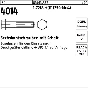 สลักเกลียวหกเหลี่ยม ISO 4014 M16 X 80 1.7218 +QT 25CrMo4-25 ชิ้น - Product Image 1