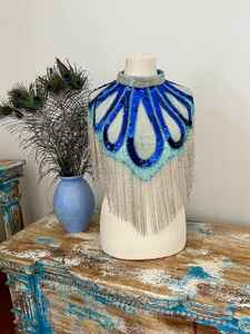 Flecos largos y poliéster con cuentas de lujo Club y desgaste de fiesta Hecho a mano Envoltura de fiesta para adultos para Club Wear Diseño de lentejuelas - Product Image 3