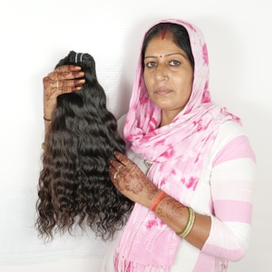 Paquetes ondulados de color negro virgen alineados con cutícula Remy 100%, fabricación de extensiones de cabello humano de templo vietnamita - Product Image 1