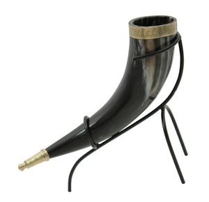 Support en fer artisanal à la mode avec bordure en laiton épaisse, corne à boire unique, produit d'inspiration médiévale viking - Product Image 4