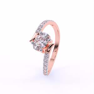 Bague en diamant de haute qualité Bloom Lab Grown forme ovale avec pierres latérales taillées brillantes vente en vrac - Product Image 1