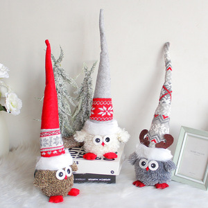 Decorazione da Tavolo Gufo con Cappello a Punta Natalizio |   Statuetta Creativa di Elfo con Cappello Lungo, Ornamento per Vetrine Festive, Regalo Invernale Carino - Product Image 2