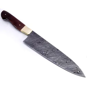 Кухонные ножи ручной работы из дамасской стали шеф-повара, профессиональный трендовый нож высшего качества с кожаным чехлом
