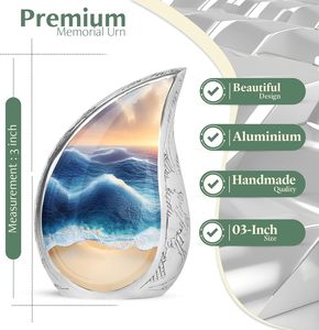 Urna de playa de metal en forma de lágrima, tamaño adulto, urna de cremación, urna funeraria decorativa de estilo americano, suministros al por mayor - Product Image 2