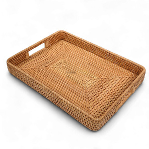 Vietnam moderne luxe rotin osier multifonction plateau de service poignées pour salon salle de bain Table basse stockage de fruits - Product Image 1