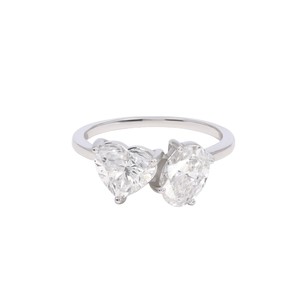 Bague de fiançailles ouverte en forme de cœur et de moissanite ovale de 2.20 ct/diamant en or 10K/14K/18K ou en argent sterling 925 - Product Image 4
