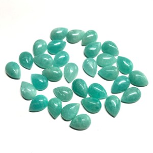 Cabochon d'amazonite naturelle de qualité AAA 3x5mm, pierre précieuse certifiée IGI en forme de poire à dos plat pour la fabrication de bijoux, optique calibrée - Product Image 1