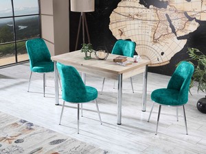 Juego de Mesa de Comedor Extensible Dorado, Superventas, 6 Sillas, Juego de Mesa y Sillas, Muebles Modernos de Madera de Lujo, Económico - Product Image 4