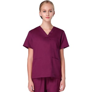Ropa médica de manga corta para mujer, abrigo con apertura y cremallera, cuello redondo, uniforme de Enfermería de algodón, ropa de trabajo, monos de médico, veterinario - Product Image 6