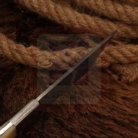 Manche en os de chameau naturel gaine en cuir de vache caché couteau à lame fixe damas fait à la main pour Camping chasse survie EDC