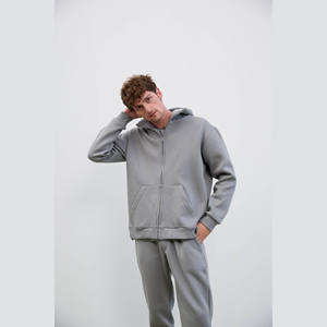 2024 personalizado para hombre XL invierno entrenamiento Jogging conjunto cómodo 100% algodón polar tela de talla grande cremallera Sudadera con capucha impresa delgada - Product Image 3