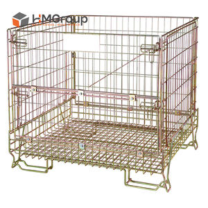 <span class=keywords><strong>Cage</strong></span> à vin en fil métallique pliable et empilable sur mesure, à porte semi-ouverte, pour le stockage et le transport - Product Image 2