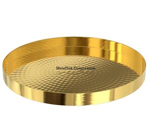 Bandeja Metálica Decorativa Redonda Texturizada Chapada en Oro de Primera Calidad, Organizador de Joyas y Cosméticos - Product Image 6
