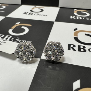 Boucles d'oreilles chrétiennes unisexes personnalisées tendance hip-hop en or blanc 14 carats, moissanite, diamants naturels, plaqué rhodium, certifiées IGI, cadeau - Product Image 3