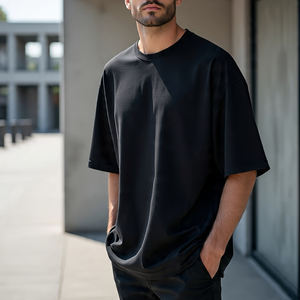 T-shirts surdimensionnés respirants vierges à manches courtes et col rond pour hommes pour Gym Fitness Bodybuilding-High Street Style - Product Image 4