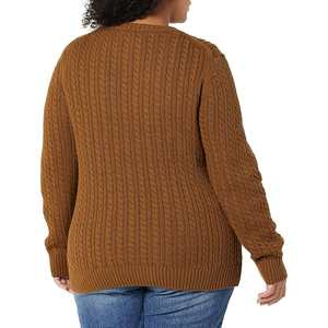 Cotton Super Soft O-neck Sweater Women's <b>Plus</b> <b>Size</b> Classic-Fit <b>Long</b>-Sleeve Breathable Crewneck Sweater - Product Image 4