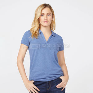 Polo Personalizado Bordado para Mujer, Camiseta de Jersey Corta de Color Sólido, Transpirable, de Poliéster, Uniforme de Golf - Product Image 4