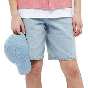 Short en denim 100% coton pour homme personnalisé OEM Style décontracté 5 poches avec boutons rivets et fermeture à la taille élastique - Product Image 1