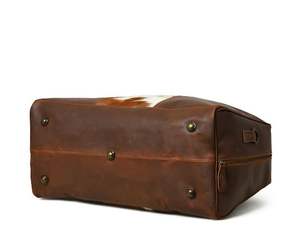 Bolso Bandolera Clásico Marrón y Blanco de Moda Vintage con Correa de Hombro Ajustable de Cuero Genuino y Cierre de Cremallera - Product Image 4