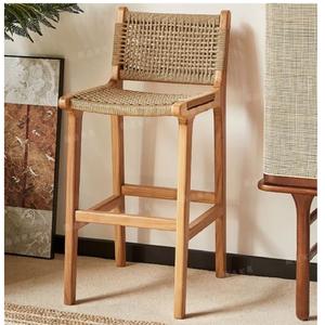 MALDIVES RESORT CHAISE DE BAR EN BOIS DE TECK ET CORDE - Product Image 1